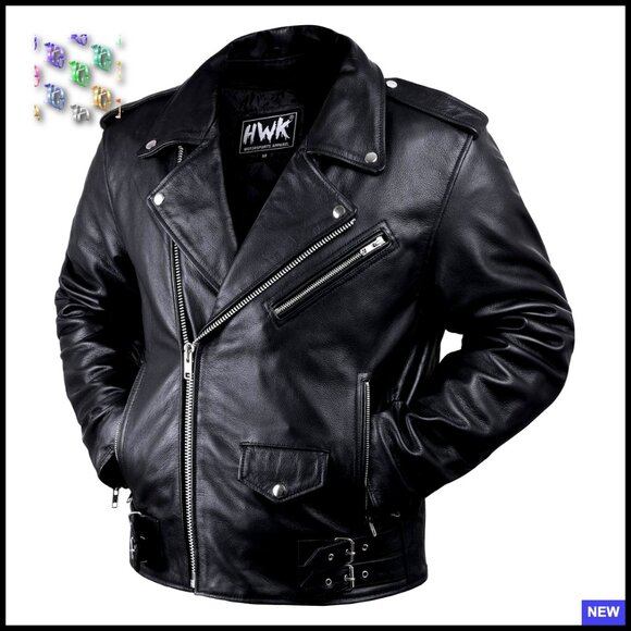 Genuine Leather Motorcycle Jacket with Removable CE Armor Classic Biker Style